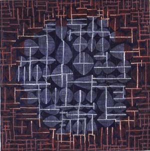 Sarah Slavick, TRANSMIT (2005), oil on wood, 36 in. X 36 in.