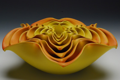 Angela Cunningham, YELLOW NESTING SET (2007), Ceramics 6 in x 13.5 in x 13.5 in