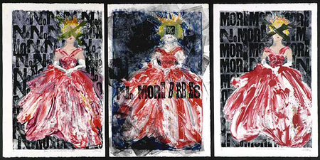 KD Mermin, NO MORE BARBIES triptych (2006), monotype