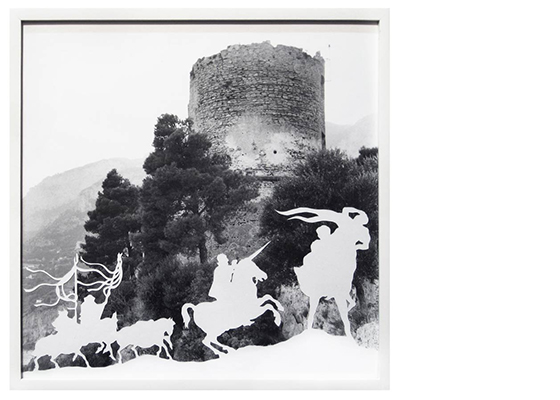 Lana Z Caplan and Melora Kuhn, MARTYR (THE DUCHESS OF AMALFI), silver gelatin print (1/3) and cut paper, 13x13 in