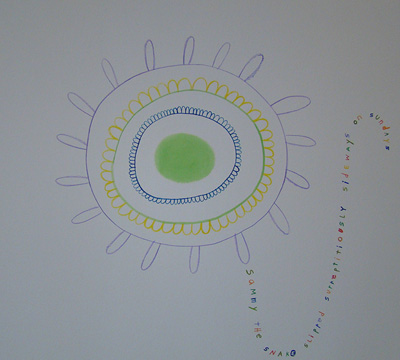 Stacy Alickman, THE MOUTH IN MY GUM (THE SPEECH THERAPIST FIXED MY LISP) (2009), Gouache on paper, 12x13 1/4 in