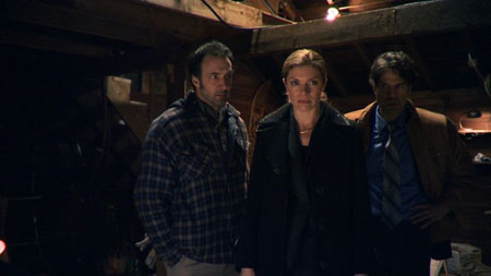 Promotional image from Specks Last, featuring (l to r) Charley Tucker, Gretchen Egolf, and Chris Innvar
