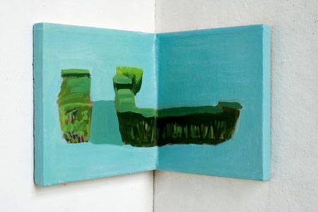 Liza Bingham, CORNER PIECE ll (2009), Oil on linen on panel, 10x19 in (photo credit: Steward Woodward)