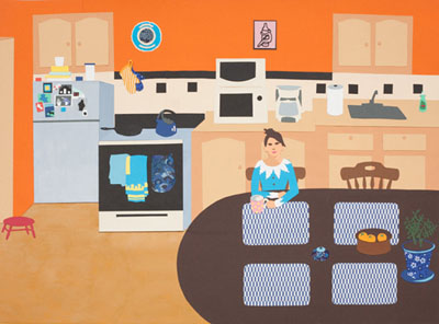 Helena Wurzel, TEA FOR ONE WITH LUCINDA WILLIAMS (2009), Acrylic Paint and Paper Collage, 22x30 in