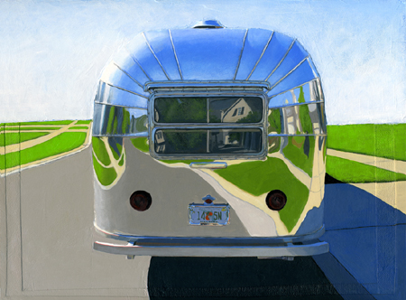 Leah Giberson, REAR VIEW (2010), acrylic on photographic print on panel, 9x12 in