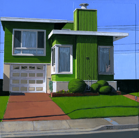 Leah Giberson, WESTLAKE GREEN (2010), acrylic on photographic print on panel, 8x8 in