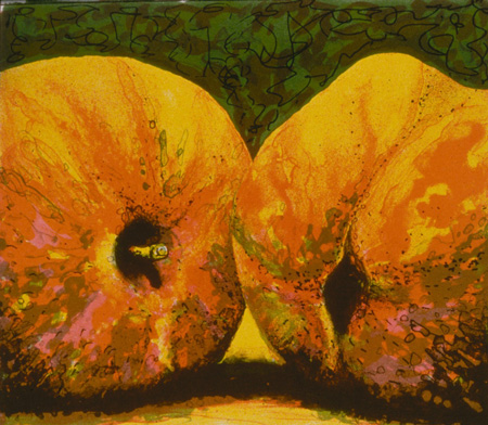 Ken Beck, TOO BIG PEACHES (1989), lithograph