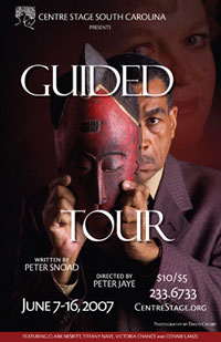 Poster for GUIDED TOUR, a play by Peter Snoad, performed by Centre Stage-South Carolina