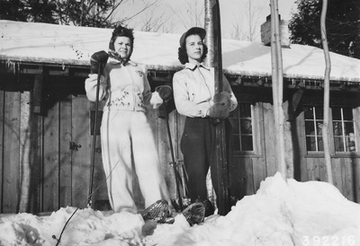 Photograph of Girl Winter Sports Fans, 04/1940. ARC Identifier 2128531 / Local Identifier 392216. Item from Record Group 95: Records of the Forest Service