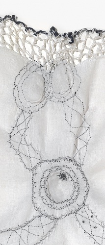 Jan Johnson, FOR YOU I KEEP (2010), Silk thread on vintage handkerchief, 12x13 in (detail)