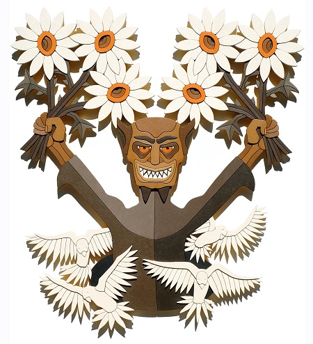 Yanick Lapuh, I LOVE YOU (2011), Wood construction/relief painted in alkyd oil, 52x46x2 1/2 in