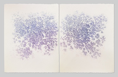 Masako Kamiya. Wisterias Window, 2010, diptych each on 20 inches x 16 inches, Gouache on paper. Photographs by Clements/Howcroft Photography.