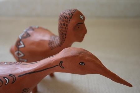 Kate Martens, BIRD GIRLS (2010), Terra cotta and underglaze, 10x6x4 in (each)