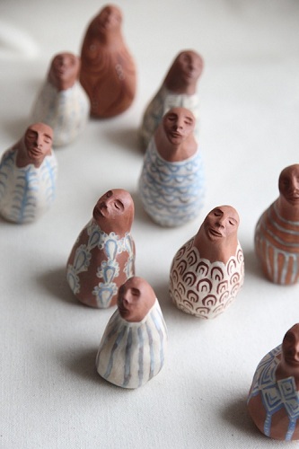 Kate Martens, HENNY PENNIES (2010-2011), Terra cotta and slips, 5x3x3 in (each)