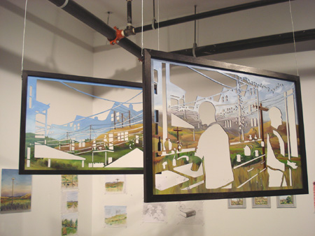 New cut-silhouette paintings by Rachel Mello (front)