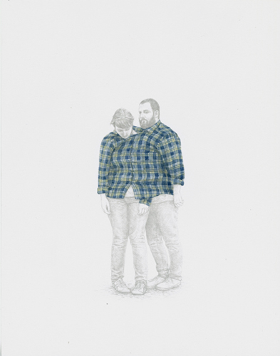Andrea Sherrill Evans, PLAID SHIRT #4 (2011), silverpoint and watercolor on prepared paper, 14x11 in