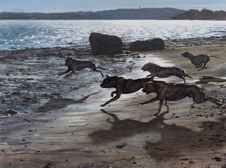 Matt Brackett, THE FAMILIARS (2011), oil on canvas on panel, 36x48 in