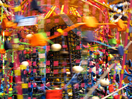 Nathalie Miebach, detail from TO HEAR AN OCEAN IN A WHISPER, which translates acoustic data from the Gulf of Maine into a raft full of amusement park rides