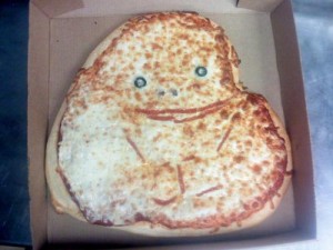 smiling pizza in a box