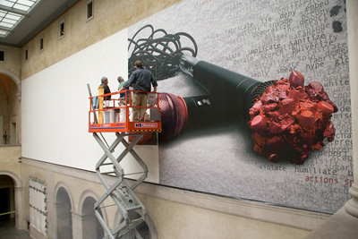 Worcester Art Museum installation of THINK AGAIN mural