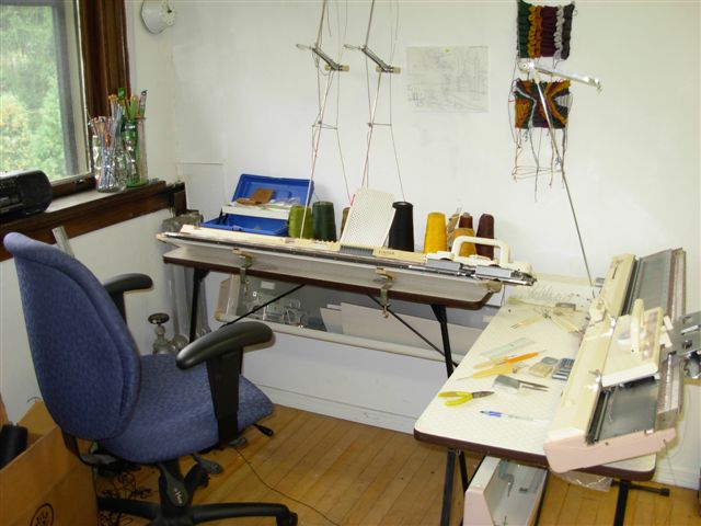 Knitting machines in Adrienne Sloane's studio