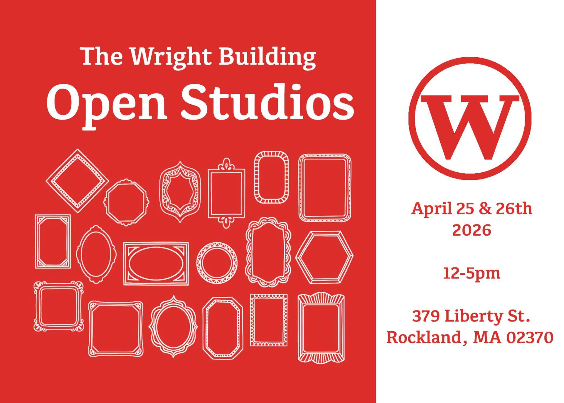 An ad for the Wright Building Open Studios in Rockland.