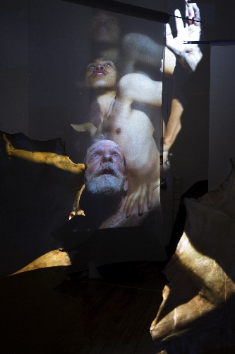 Installation detail of BLINDSIGHT, with Hope Wen and Peter Schmitz, photo by Sarah Bliss