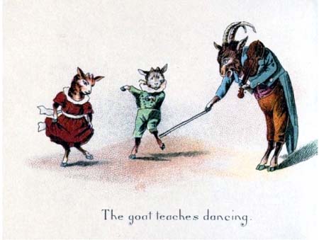 Juvenile-Illustration-Goat-family-The-goat-teaches-dancing