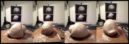 Construction process of a seashell-shaped clay trumpet, inspired after an ancient Mochica clay trumpet