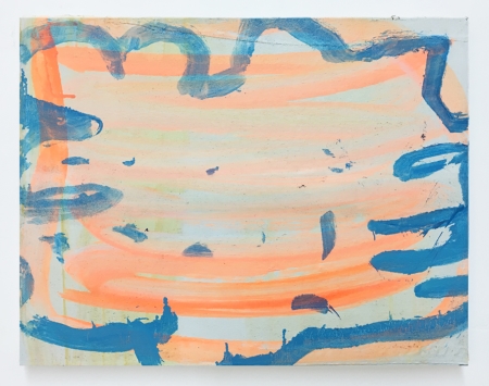 Liza Bingham, CARTOON CONTRAIL (2016), acrylic and oil on muslin over panel, 14x20 in