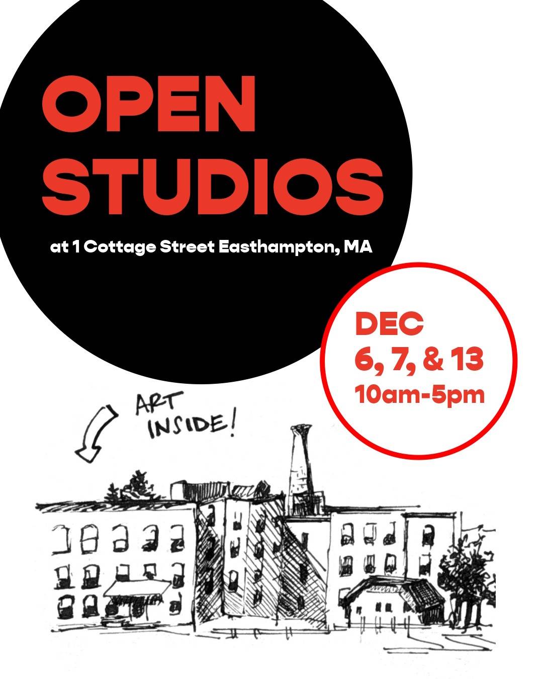 A flyer for Cottage Street Open Studios in Easthampton MA.