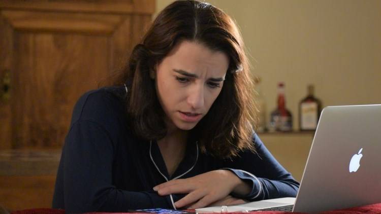 Theodora Cottarel in Adrienne Boris's production of LA VOIX HUMAINE, photo by/copywright Julien Rohel.