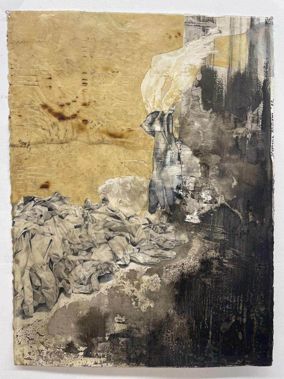 An abstract multi-media painting.